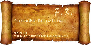 Prohaska Krisztina névjegykártya